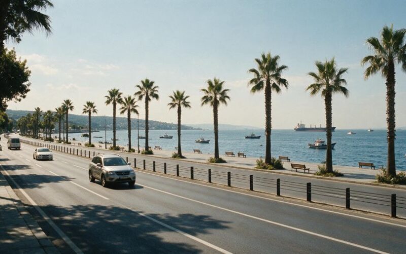 Palmiyeli sahil yolu ve Marmara