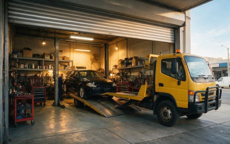Servis girişinde platformdan indirilen araç